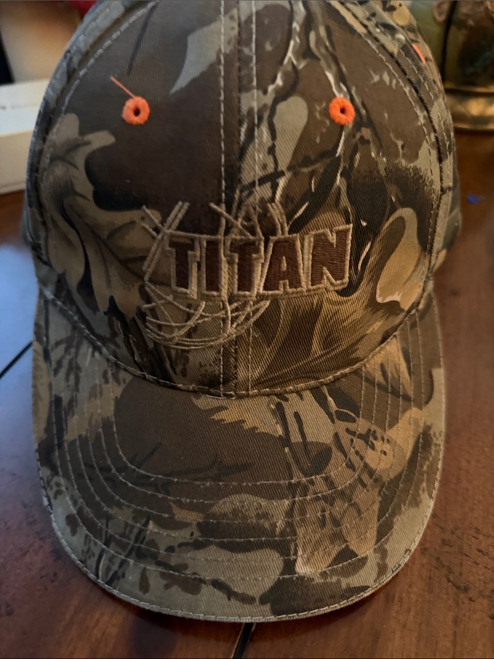 Titan Camouflage Baseball Cap with Orange Eyelets